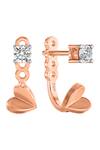 Buy_Divine Solitaires_Rose Gold Imitation Diamonds Heart Shaped Stud Earrings_at_Aza_Fashions