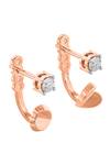 Shop_Divine Solitaires_Rose Gold Imitation Diamonds Heart Shaped Stud Earrings_at_Aza_Fashions