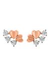 Divine Solitaires_Rose Gold Imitation Diamonds Heart Shaped Cutwork Stud Earrings_Online_at_Aza_Fashions
