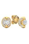 Buy_Divine Solitaires_Yellow Imitation Diamonds Kidney Bean Shaped Stud Earrings_at_Aza_Fashions