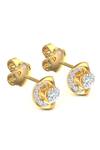 Shop_Divine Solitaires_Yellow Imitation Diamonds Kidney Bean Shaped Stud Earrings_at_Aza_Fashions