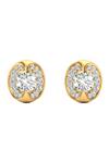 Divine Solitaires_Yellow Imitation Diamonds Kidney Bean Shaped Stud Earrings_Online_at_Aza_Fashions