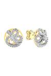 Buy_Divine Solitaires_Yellow Imitation Diamonds 18kt Gold Ribbon Bloom Stud Earrings_at_Aza_Fashions