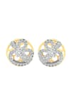 Divine Solitaires_Yellow Imitation Diamonds 18kt Gold Ribbon Bloom Stud Earrings_Online_at_Aza_Fashions