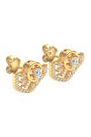 Shop_Divine Solitaires_Yellow Imitation Diamonds Crescent Solitaire Stud Earrings_at_Aza_Fashions