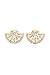 Divine Solitaires_Yellow Imitation Diamonds Crescent Solitaire Stud Earrings_Online_at_Aza_Fashions
