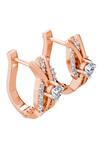 Shop_Divine Solitaires_Rose Gold Imitation Diamonds Wave Bali Earrings_at_Aza_Fashions