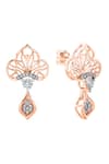 Buy_Divine Solitaires_Rose Gold Diamonds 18kt Floral Drop Earrings _at_Aza_Fashions