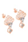 Shop_Divine Solitaires_Rose Gold Diamonds 18kt Floral Drop Earrings _at_Aza_Fashions