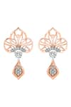 Divine Solitaires_Rose Gold Diamonds 18kt Floral Drop Earrings _Online_at_Aza_Fashions