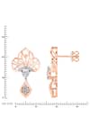 Buy_Divine Solitaires_Rose Gold Diamonds 18kt Floral Drop Earrings _Online_at_Aza_Fashions