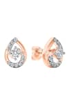 Buy_Divine Solitaires_Rose Gold Diamonds 18kt Teardrop Earrings _at_Aza_Fashions