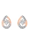 Divine Solitaires_Rose Gold Diamonds 18kt Teardrop Earrings _Online_at_Aza_Fashions