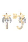 Buy_Divine Solitaires_Yellow Diamonds 18kt Gold Star Half Hoop Earrings _at_Aza_Fashions