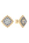 Buy_Divine Solitaires_Yellow Diamonds 18kt Gold Square Ball Earrings _at_Aza_Fashions