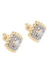 Shop_Divine Solitaires_Yellow Diamonds 18kt Gold Square Ball Earrings _at_Aza_Fashions