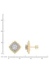 Buy_Divine Solitaires_Yellow Diamonds 18kt Gold Square Ball Earrings _Online_at_Aza_Fashions