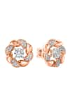 Buy_Divine Solitaires_Rose Gold Diamonds 18kt Round Twist Earrings _at_Aza_Fashions