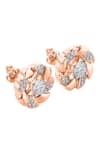 Shop_Divine Solitaires_Rose Gold Diamonds 18kt Round Twist Earrings _at_Aza_Fashions