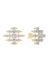 Buy_Divine Solitaires_Yellow Diamonds 18kt Gold Jaali Earrings _at_Aza_Fashions