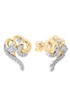 Buy_Divine Solitaires_Yellow Diamonds 18kt Gold Curved Earrings _at_Aza_Fashions