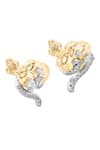 Shop_Divine Solitaires_Yellow Diamonds 18kt Gold Curved Earrings _at_Aza_Fashions