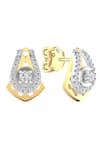 Buy_Divine Solitaires_White Diamond 18kt Yellow And Gold Studded Earrings _at_Aza_Fashions