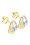 Shop_Divine Solitaires_White Diamond 18kt Yellow And Gold Studded Earrings _at_Aza_Fashions