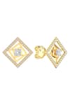 Buy_Divine Solitaires_Yellow Diamond 18kt Gold Embellished Earrings _at_Aza_Fashions