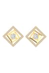 Divine Solitaires_Yellow Diamond 18kt Gold Embellished Earrings _Online_at_Aza_Fashions