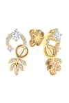 Buy_Divine Solitaires_Yellow Diamond 18kt Gold Embellished Floret Earrings _at_Aza_Fashions