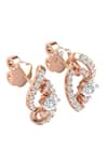 Shop_Divine Solitaires_Rose Gold Diamond 18kt Embellished Earrings _at_Aza_Fashions