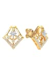 Buy_Divine Solitaires_Yellow Diamond 18kt Gold Round Cut Studded Earrings _at_Aza_Fashions