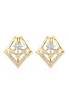 Divine Solitaires_Yellow Diamond 18kt Gold Round Cut Studded Earrings _Online_at_Aza_Fashions