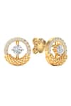 Buy_Divine Solitaires_Yellow Diamond 18kt Gold Round Cut Earrings _at_Aza_Fashions