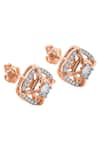 Shop_Divine Solitaires_Rose Gold Diamond 18kt Earrings _at_Aza_Fashions