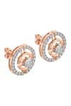 Shop_Divine Solitaires_Rose Gold Diamond 18kt Studded Earrings _at_Aza_Fashions