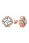 Buy_Divine Solitaires_Rose Gold Diamond 18kt Round Cut Earrings _at_Aza_Fashions