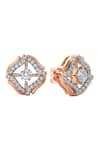 Buy_Divine Solitaires_Rose Gold Diamond 18kt Round Cut Earrings _Online_at_Aza_Fashions