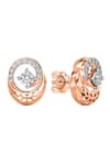 Buy_Divine Solitaires_Rose Gold Diamond 18kt Round Cut Earrings _at_Aza_Fashions