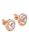 Shop_Divine Solitaires_Rose Gold Diamond 18kt Round Cut Earrings _at_Aza_Fashions