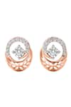 Divine Solitaires_Rose Gold Diamond 18kt Round Cut Earrings _Online_at_Aza_Fashions