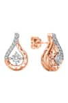 Buy_Divine Solitaires_Rose Gold Diamond 18kt Tear Drop Shape Earrings _at_Aza_Fashions