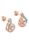 Shop_Divine Solitaires_Rose Gold Diamond 18kt Tear Drop Shape Earrings _at_Aza_Fashions