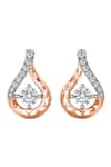 Divine Solitaires_Rose Gold Diamond 18kt Tear Drop Shape Earrings _Online_at_Aza_Fashions