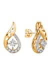 Buy_Divine Solitaires_Yellow Diamond 18kt Gold Tear Drop Shape Earrings _at_Aza_Fashions