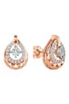 Buy_Divine Solitaires_Rose Gold Diamond 18kt Tear Drop Shape Earrings _at_Aza_Fashions