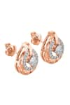 Shop_Divine Solitaires_Rose Gold Diamond 18kt Tear Drop Shape Earrings _at_Aza_Fashions