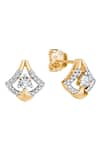 Buy_Divine Solitaires_Yellow Diamond 18kt Gold Abstract Cutwork Earrings _at_Aza_Fashions