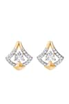 Divine Solitaires_Yellow Diamond 18kt Gold Abstract Cutwork Earrings _Online_at_Aza_Fashions